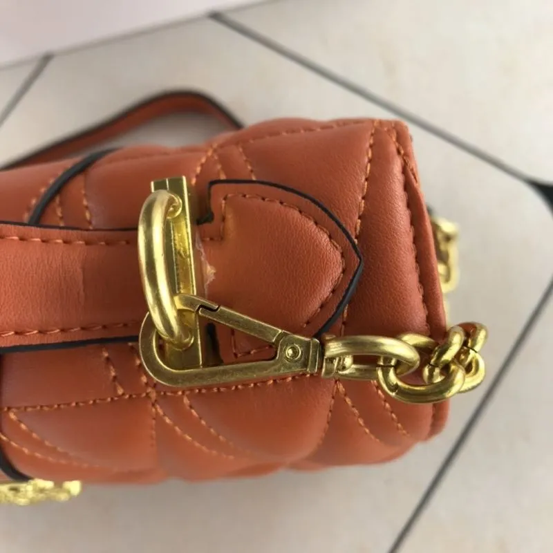 Versace Orange Leather Quilted Top Handle Shoulder Handbag - Image 6