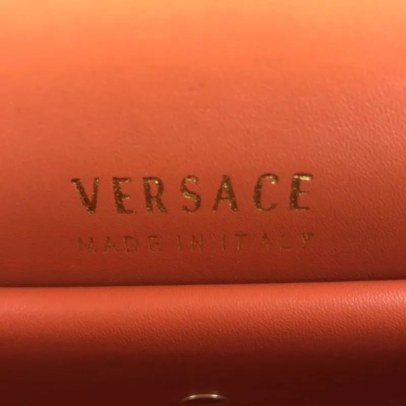 Versace Orange Leather Quilted Top Handle Shoulder Handbag - Image 8