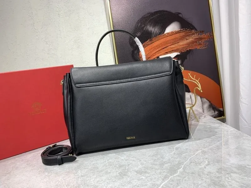 Versace Black Leather Top Handle Shoulder Bag - Image 3