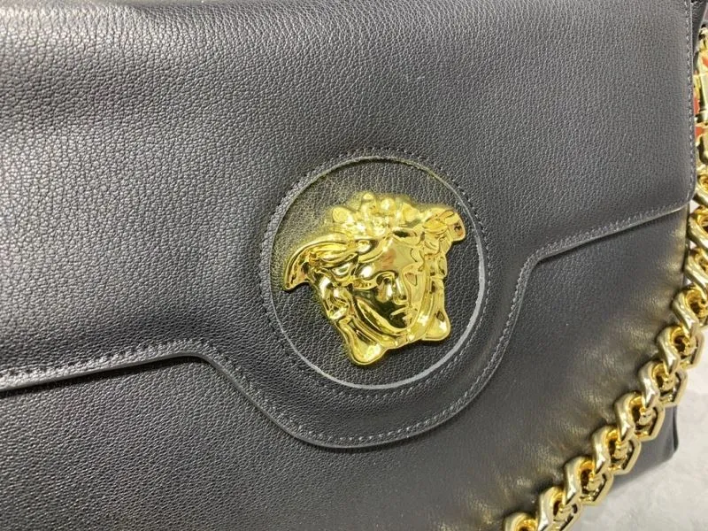 Versace Black Leather Top Handle Shoulder Bag - Image 4