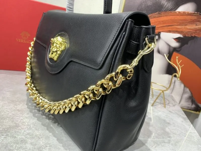 Versace Black Leather Top Handle Shoulder Bag - Image 5