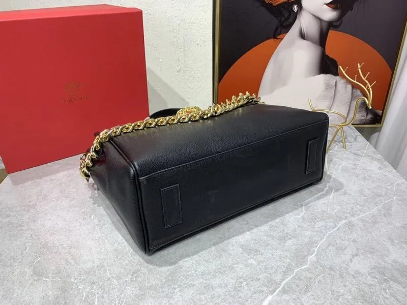 Versace Black Leather Top Handle Shoulder Bag - Image 7