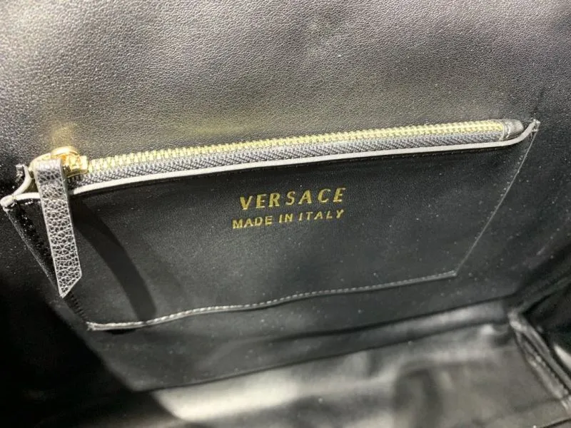 Versace Black Leather Top Handle Shoulder Bag - Image 9