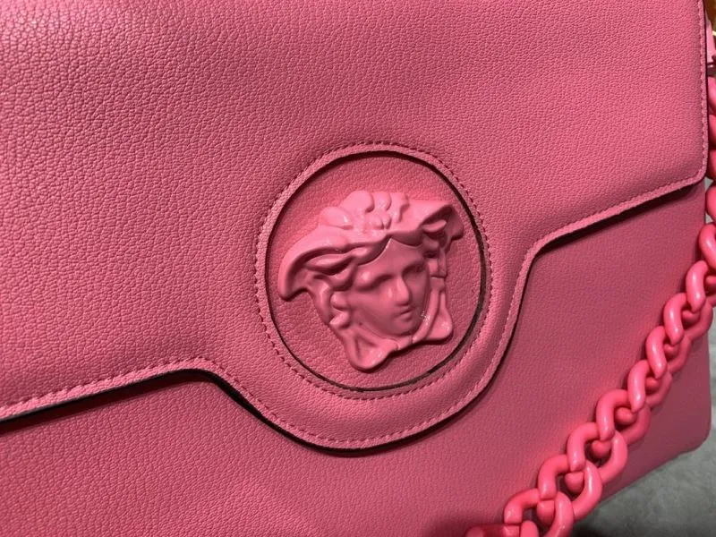 Versace Pink Leather Top Handle Handbag - Image 4