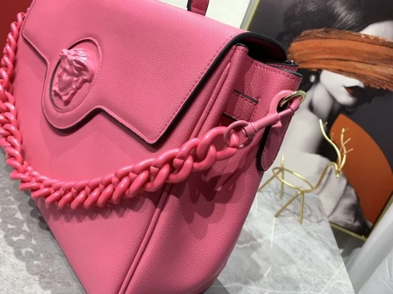 Versace Pink Leather Top Handle Handbag - Image 5