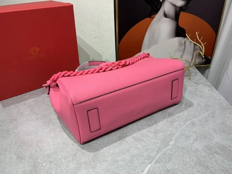 Versace Pink Leather Top Handle Handbag - Image 7