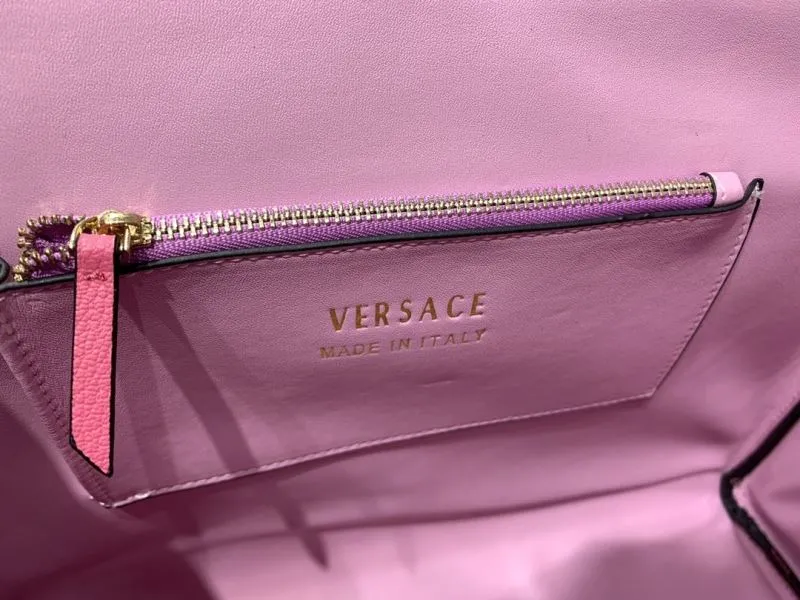 Versace Pink Leather Top Handle Handbag - Image 9