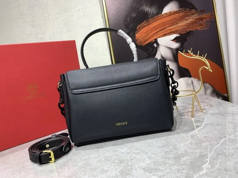 Versace Black Leather Top Handle Shoulder Bag 70 - Image 3