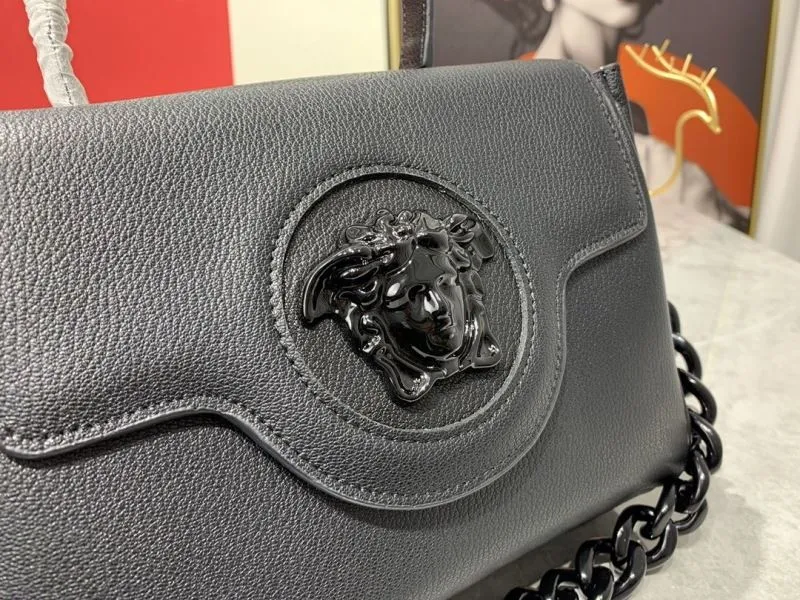 Versace Black Leather Top Handle Shoulder Bag 70 - Image 4