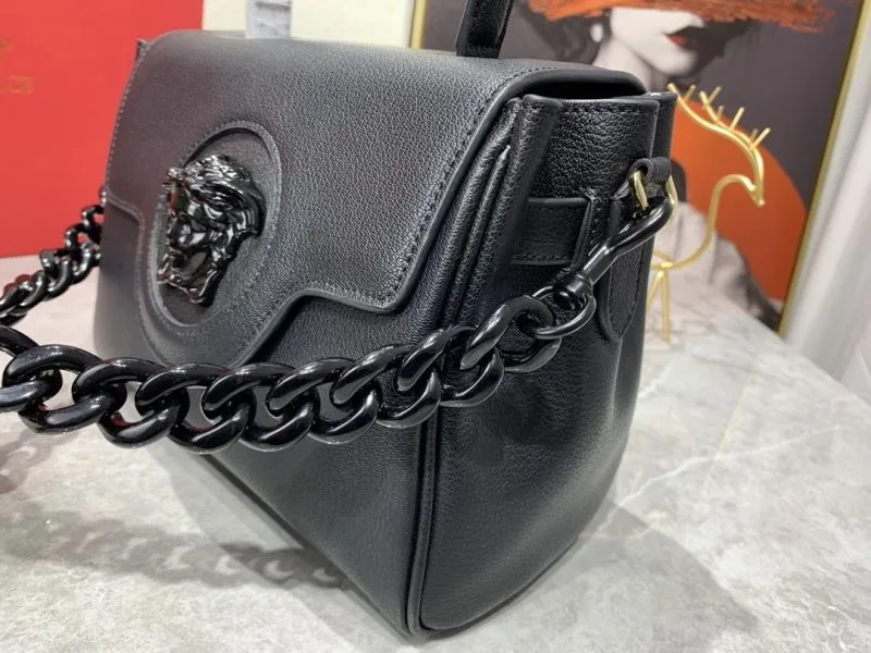 Versace Black Leather Top Handle Shoulder Bag 70 - Image 5