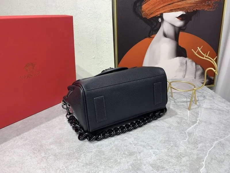 Versace Black Leather Top Handle Shoulder Bag 70 - Image 7