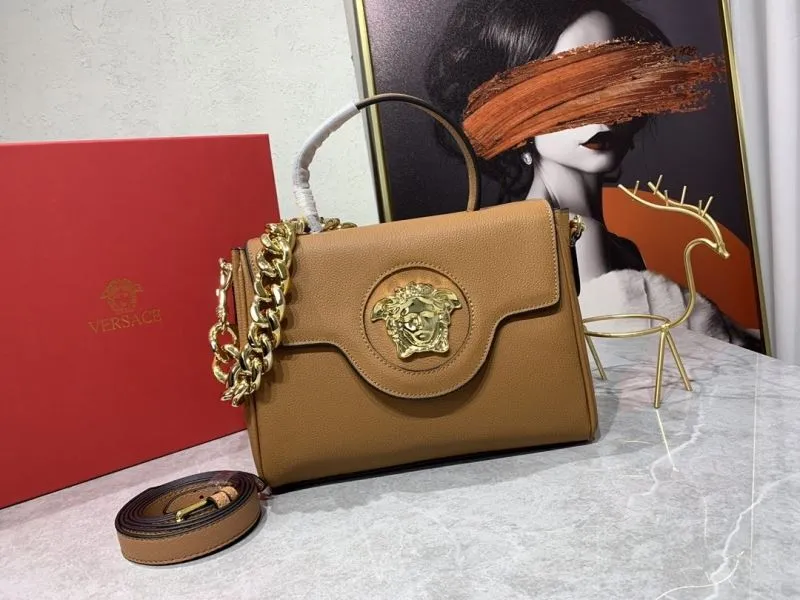 Versace Brown Leather Handle Bag