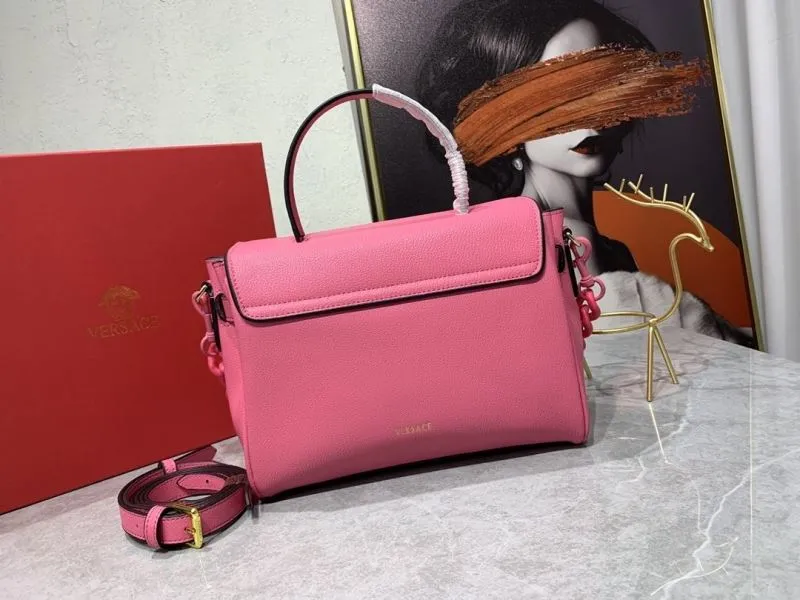 Versace Pink Leather Chain Handbag - Image 3