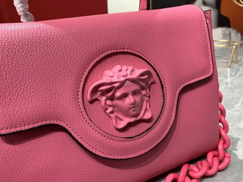 Versace Pink Leather Chain Handbag - Image 4