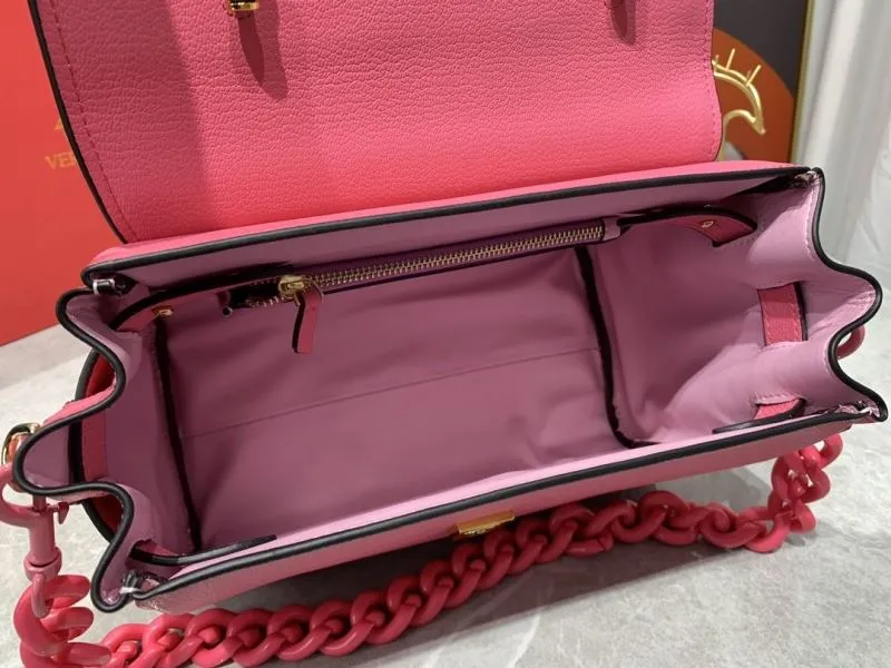 Versace Pink Leather Chain Handbag - Image 8