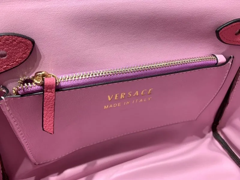 Versace Pink Leather Chain Handbag - Image 9