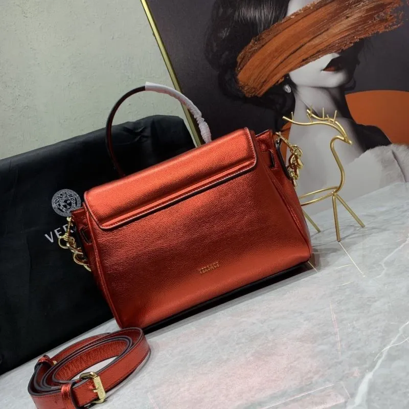 Versace Metallic Red Chain Handbag 26-12-20cm - Image 3