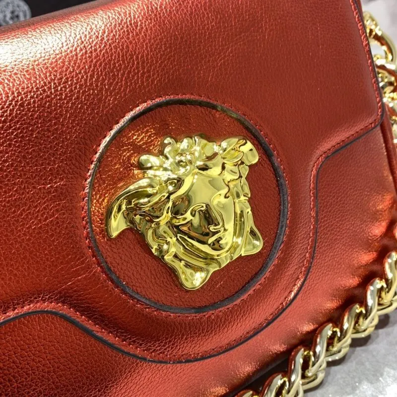 Versace Metallic Red Chain Handbag 26-12-20cm - Image 4