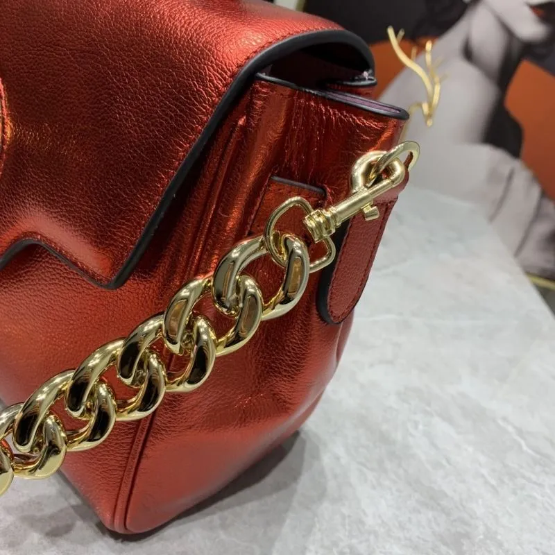 Versace Metallic Red Chain Handbag 26-12-20cm - Image 5