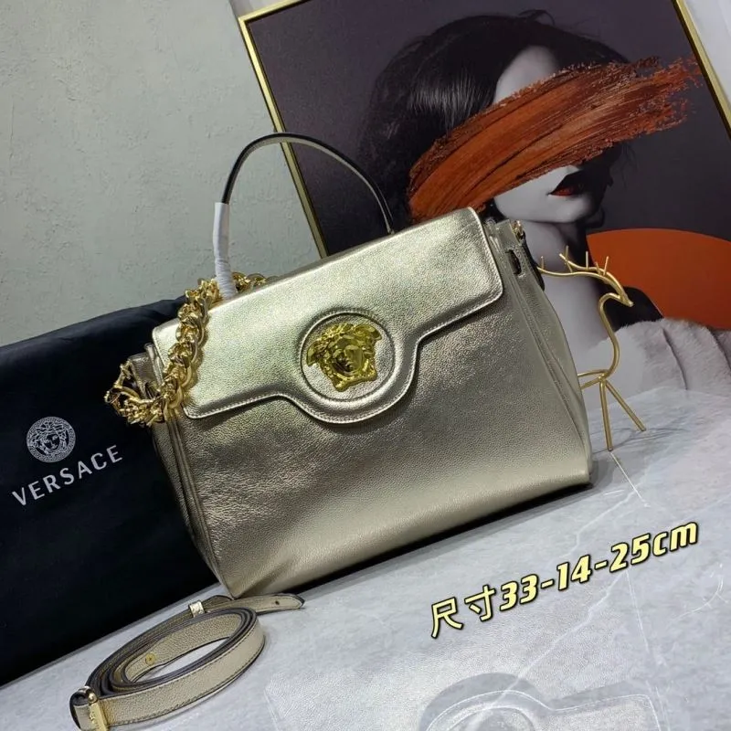 Versace Gold Leather Handbag with Chain Strap