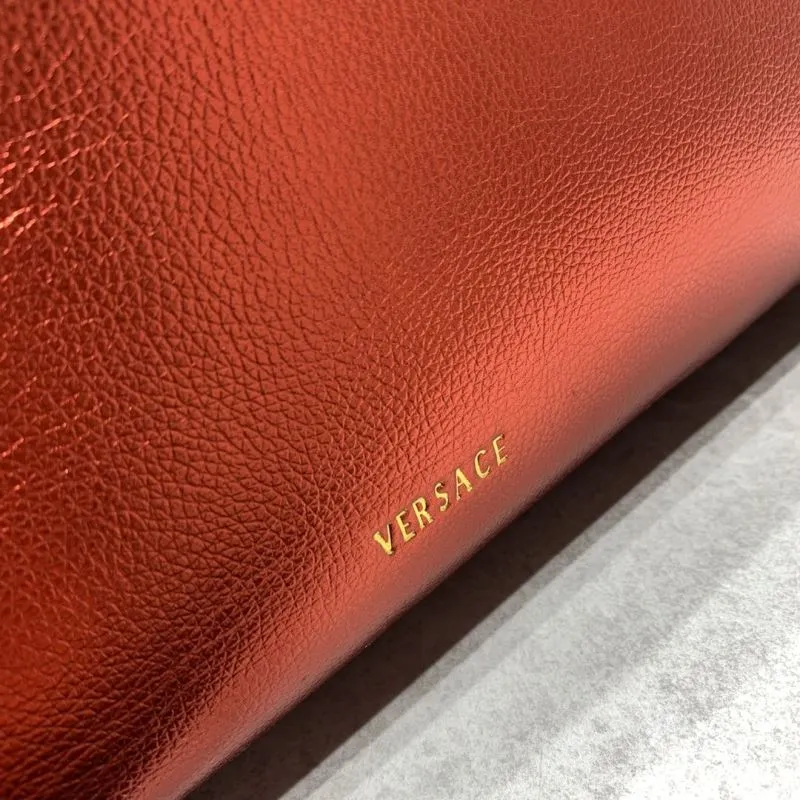 Versace Metallic Red Leather Handbag 33-14-25cm - Image 6