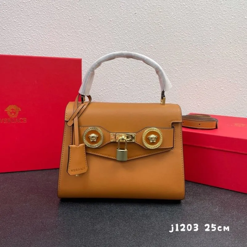 Versace Tan Leather Top Handle Handbag j1203 25cm