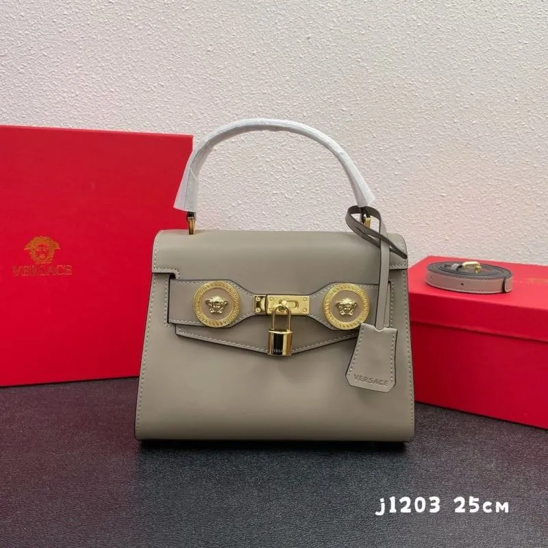 Versace Gray Leather Handbag Model j1203 Size 25cm