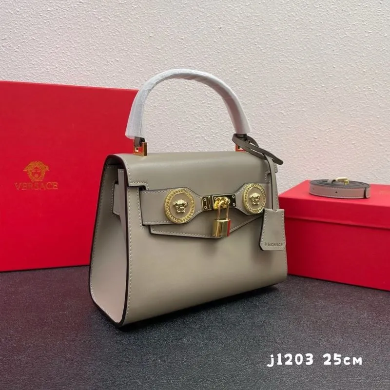 Alternative view of Versace Gray Leather Handbag Model j1203 Size 25cm