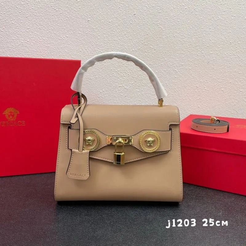 Versace Beige Leather Top Handle Handbag j1203 25cm