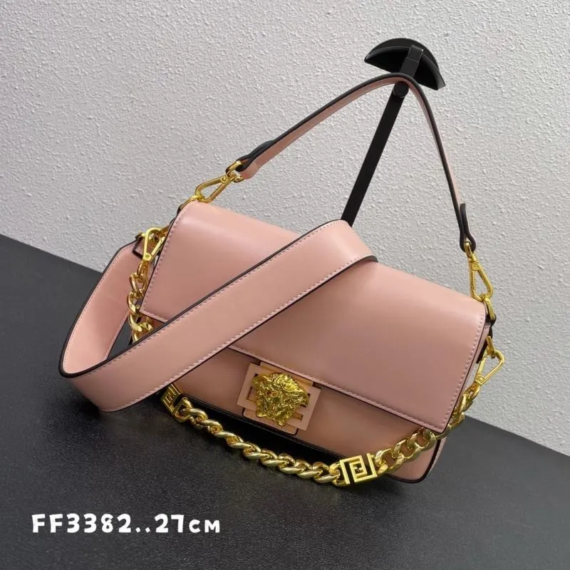 Versace Pink Leather Shoulder Bag FF3382 27cm