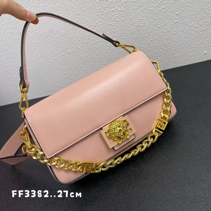 Versace Pink Leather Shoulder Bag FF3382 27cm - Image 3