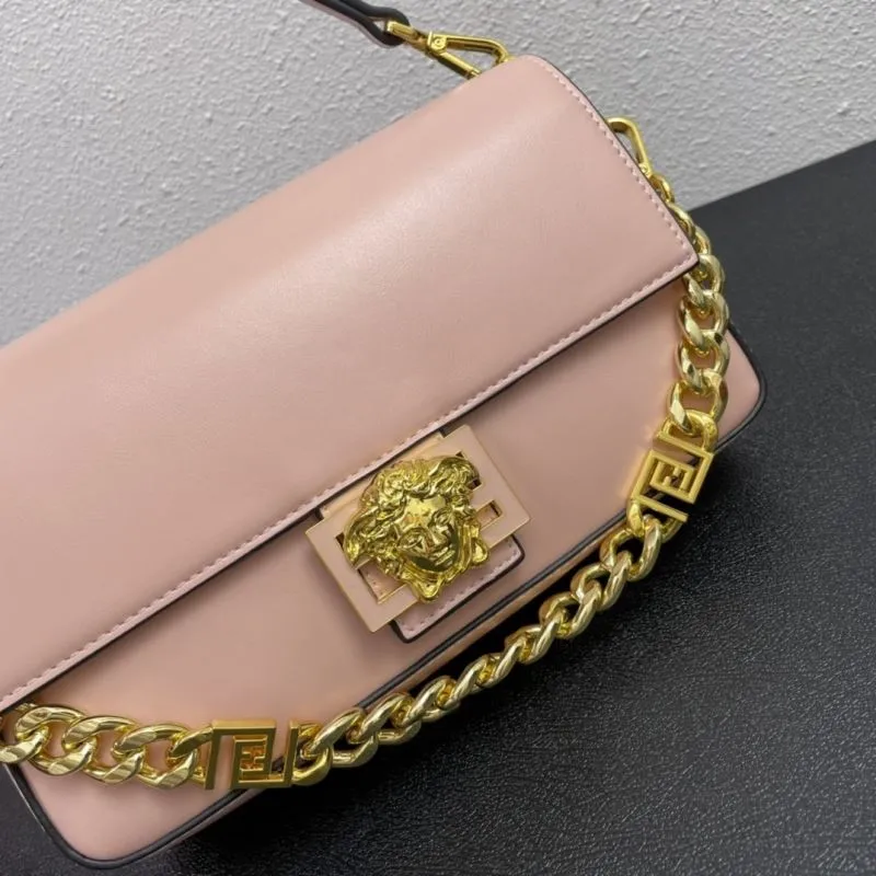 Versace Pink Leather Shoulder Bag FF3382 27cm - Image 4