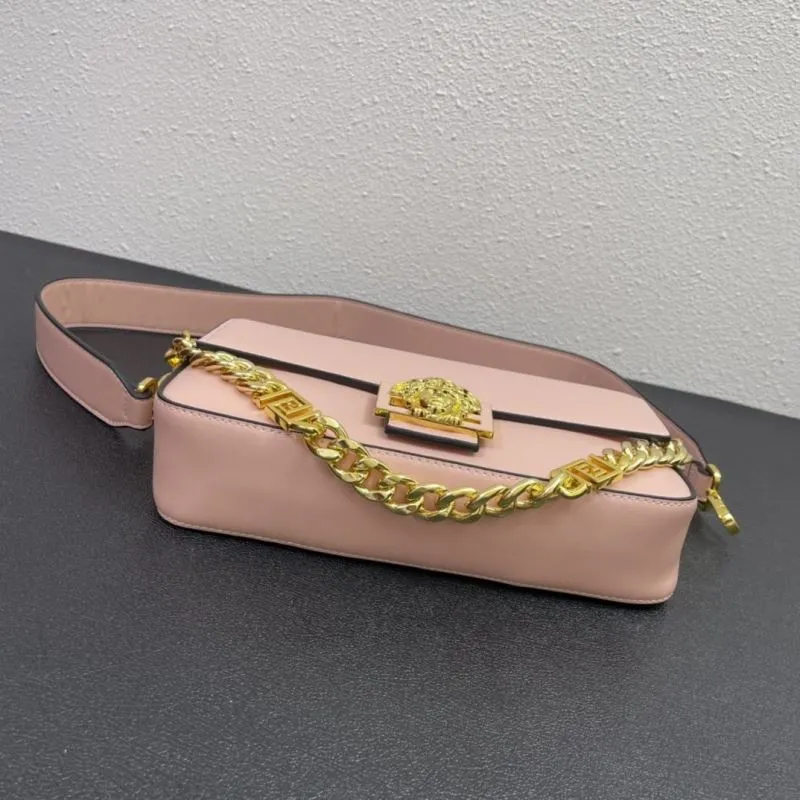Versace Pink Leather Shoulder Bag FF3382 27cm - Image 7