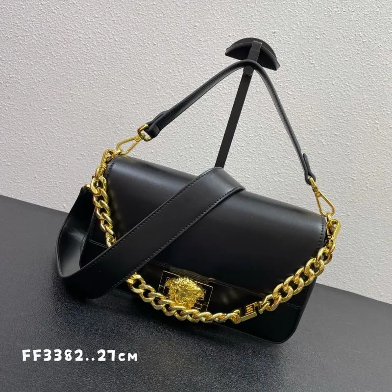 Versace Black Leather Shoulder Bag FF3382