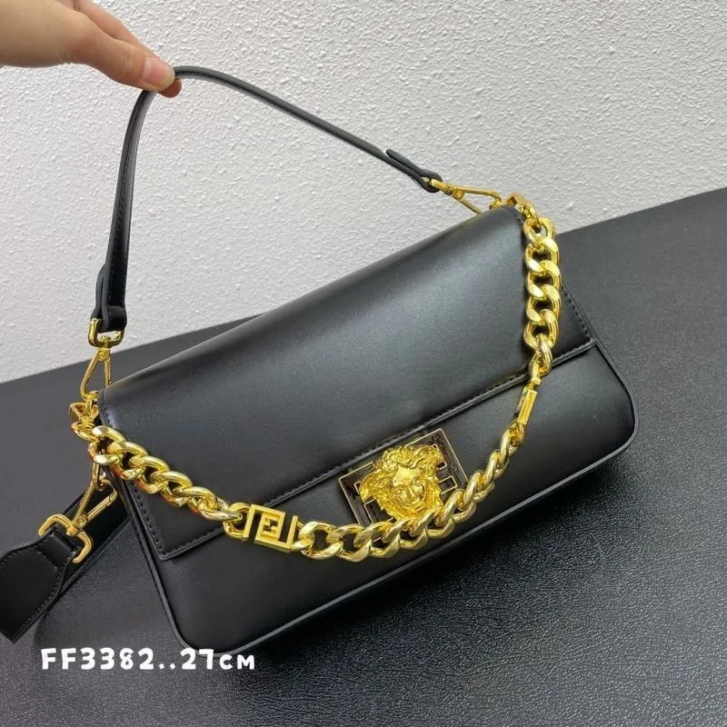 Versace Black Leather Shoulder Bag FF3382 - Image 3