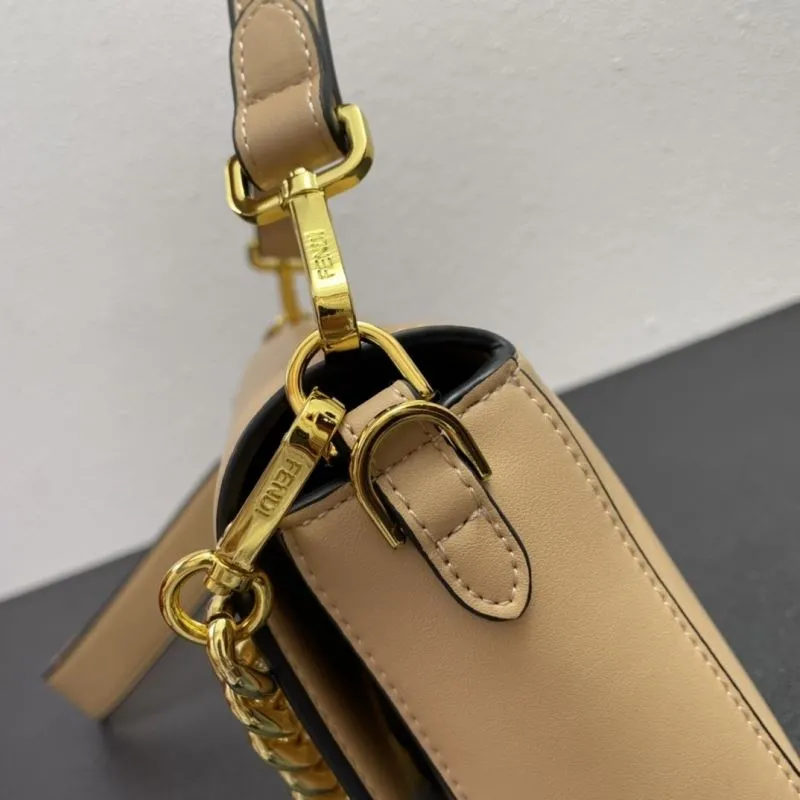 Versace Beige Leather Shoulder Handbag FF3382 27cm - Image 6