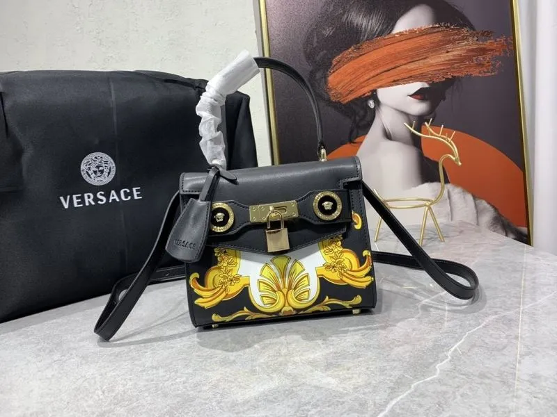 Versace Black Baroque Top Handle Handbag