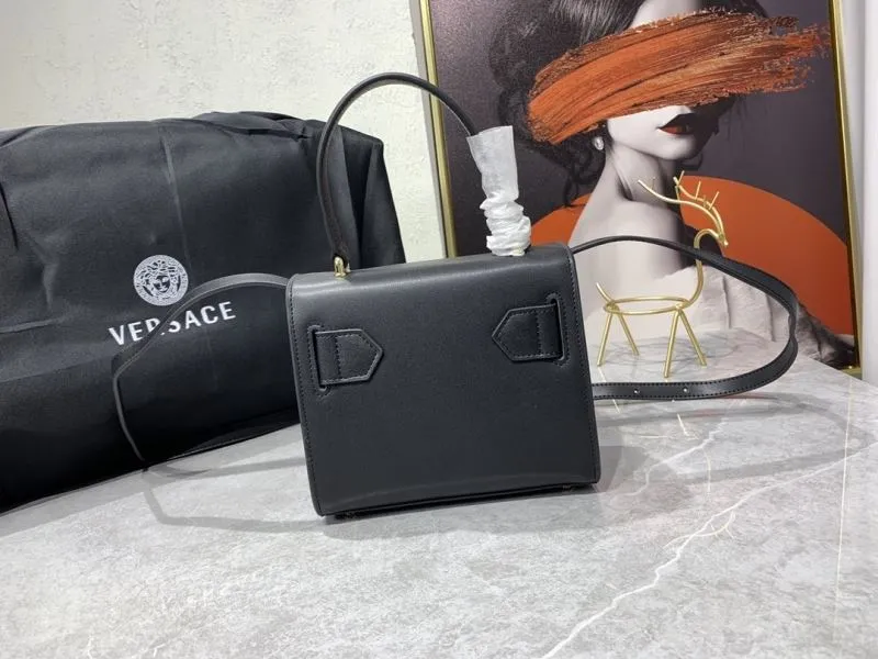 Versace Black Leather Top Handle Handbag 96 - Image 3