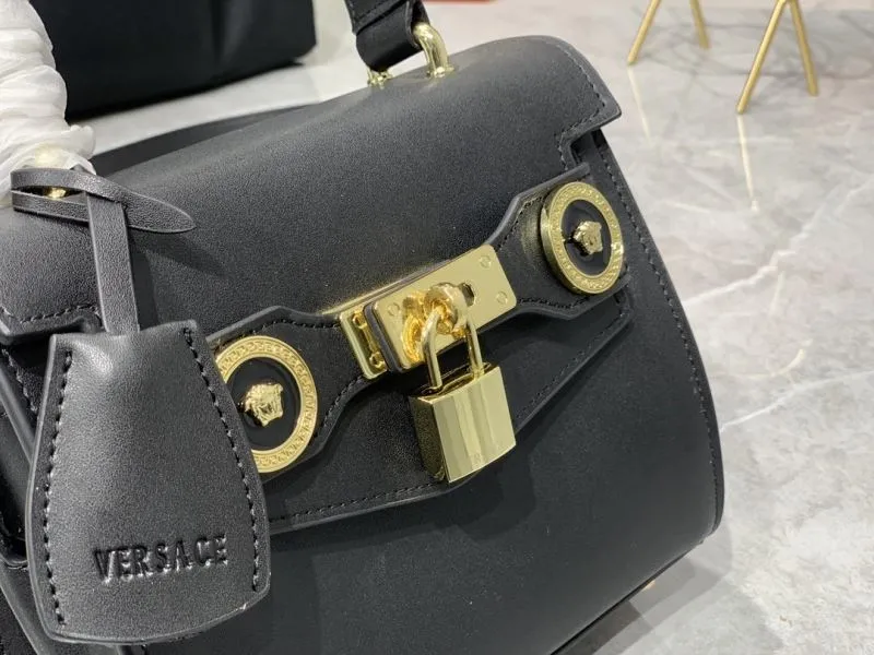 Versace Black Leather Top Handle Handbag 96 - Image 4