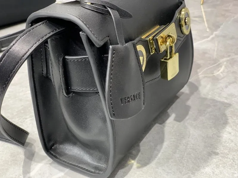 Versace Black Leather Top Handle Handbag 96 - Image 5