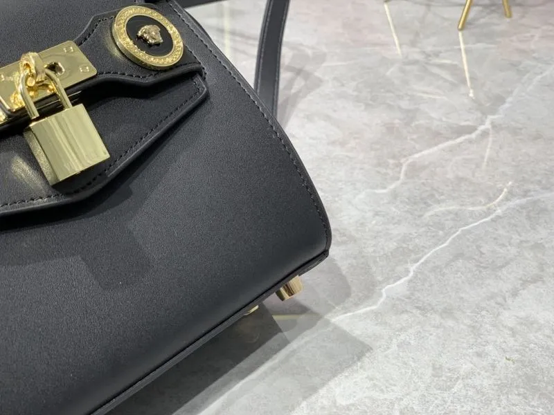 Versace Black Leather Top Handle Handbag 96 - Image 6