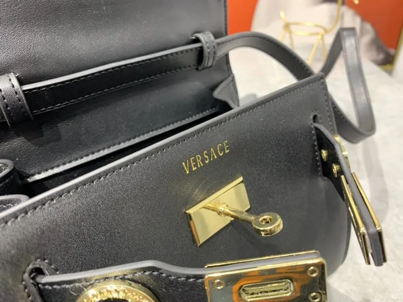 Versace Black Leather Top Handle Handbag 96 - Image 9