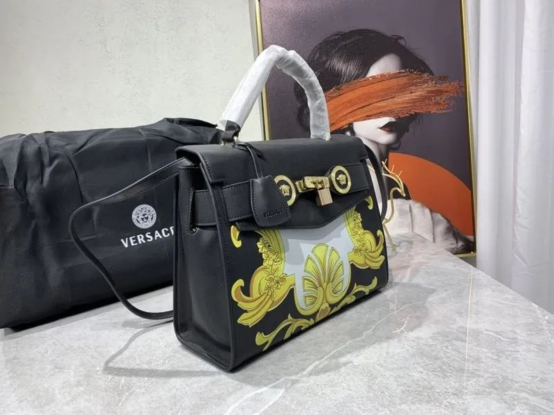 Alternative view of Versace Black Gold Baroque Leather Handbag