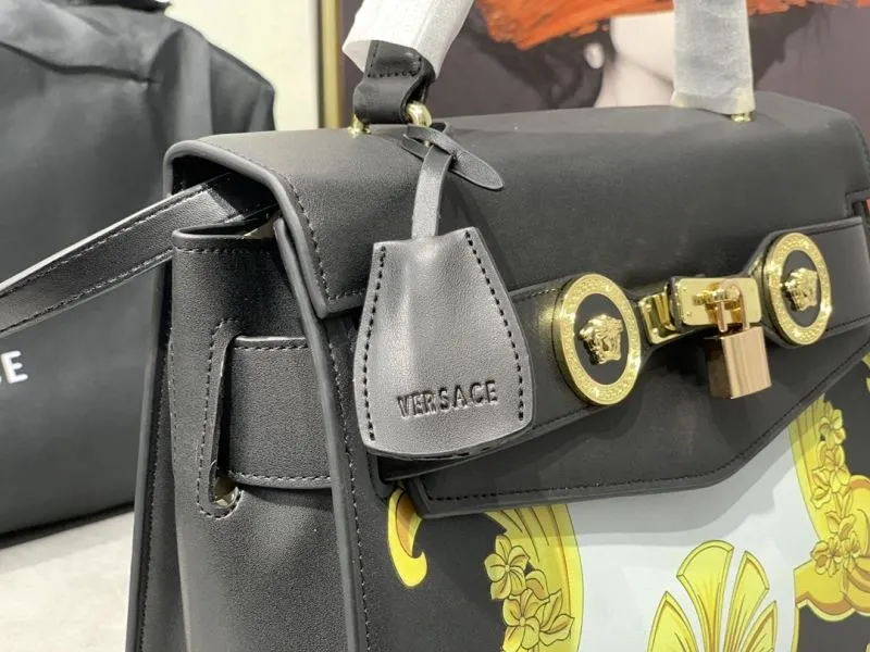 Versace Black Gold Baroque Leather Handbag - Image 5