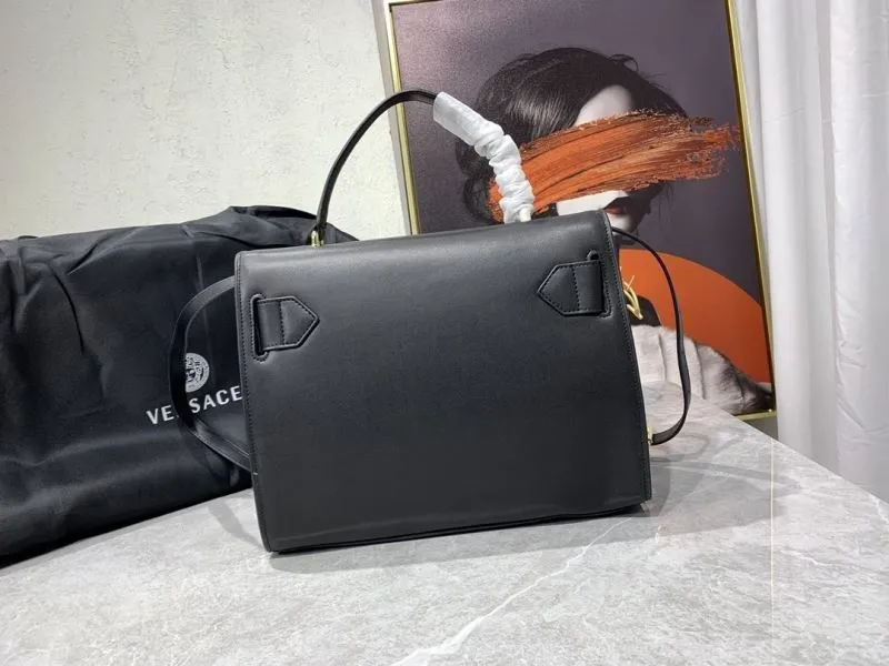 Versace Black Leather Handbag - Image 3