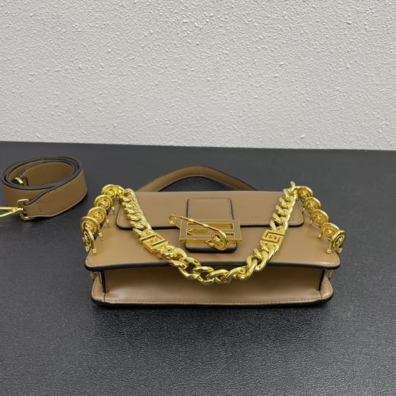 Brown Leather Shoulder Handbag FF3381 Size 26cm - Image 7