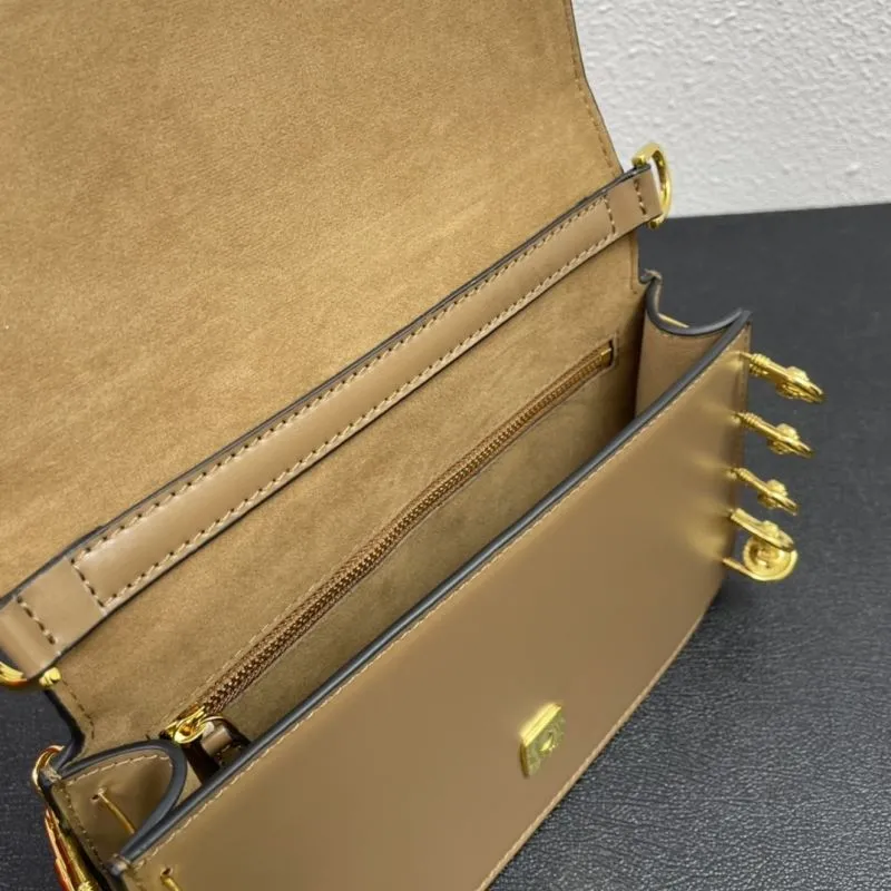 Brown Leather Shoulder Handbag FF3381 Size 26cm - Image 9