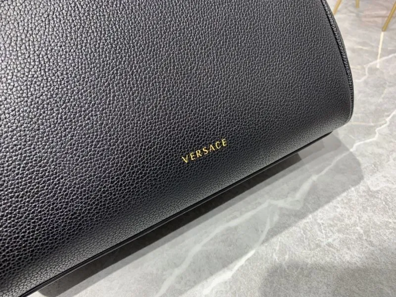 Versace Black Leather Chain Top Handle Handbag - Image 6