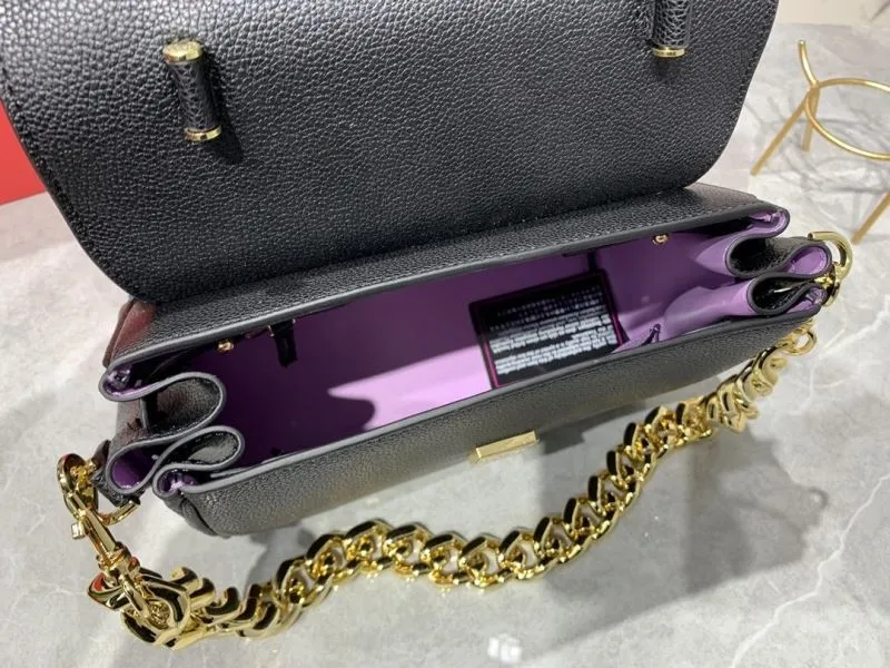 Versace Black Leather Chain Top Handle Handbag - Image 8