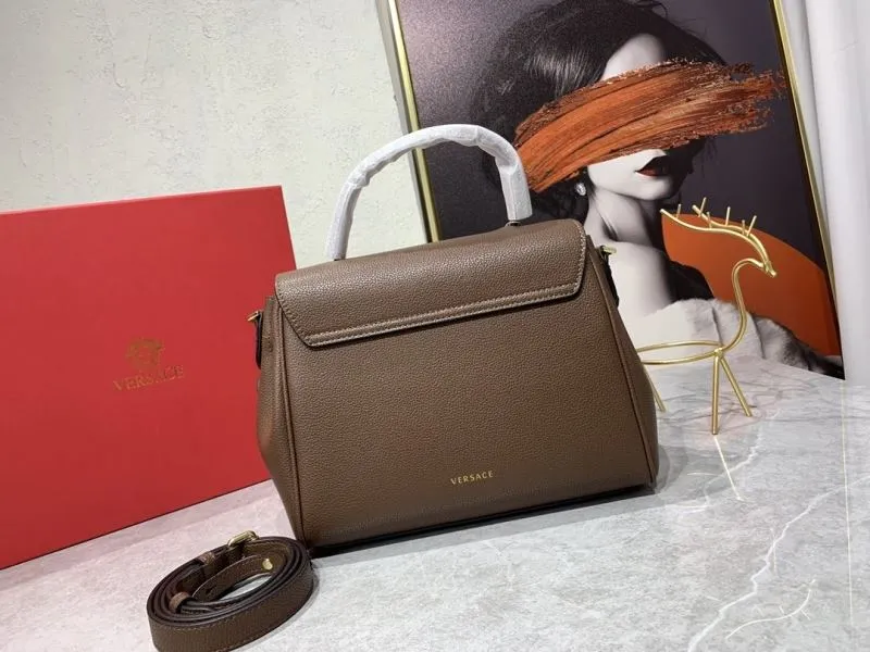 Versace Brown Leather Top Handle Handbag - Image 3